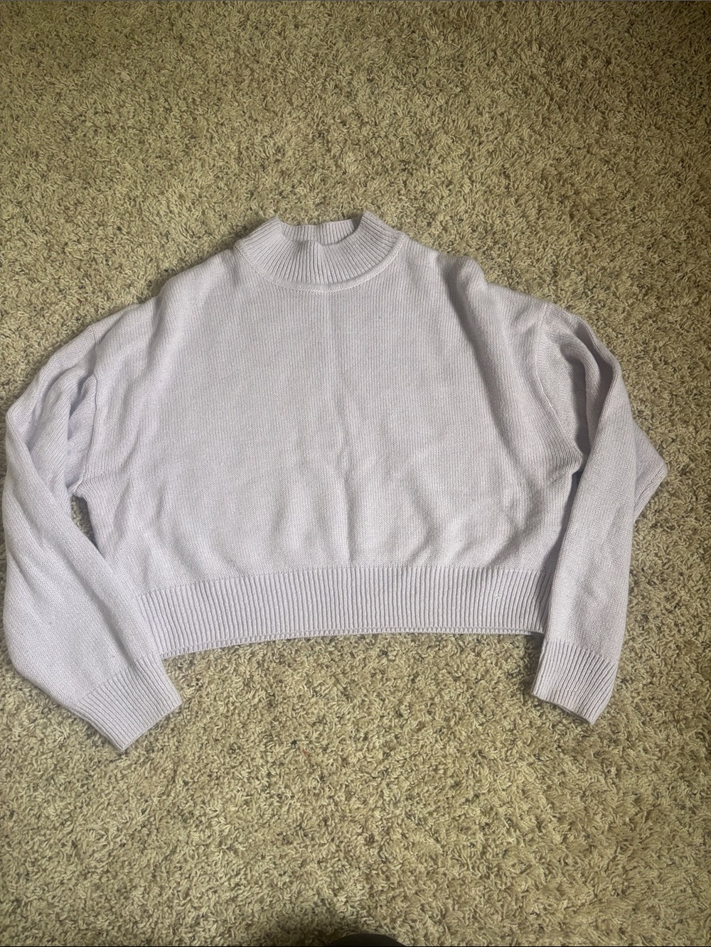 Forever 21 Pastel Lavender Cropped Mock Neck Sweater